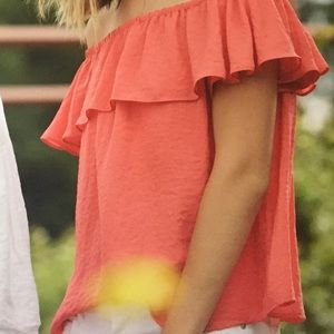 Anthropologie Off Thé Shoulder Pink Top